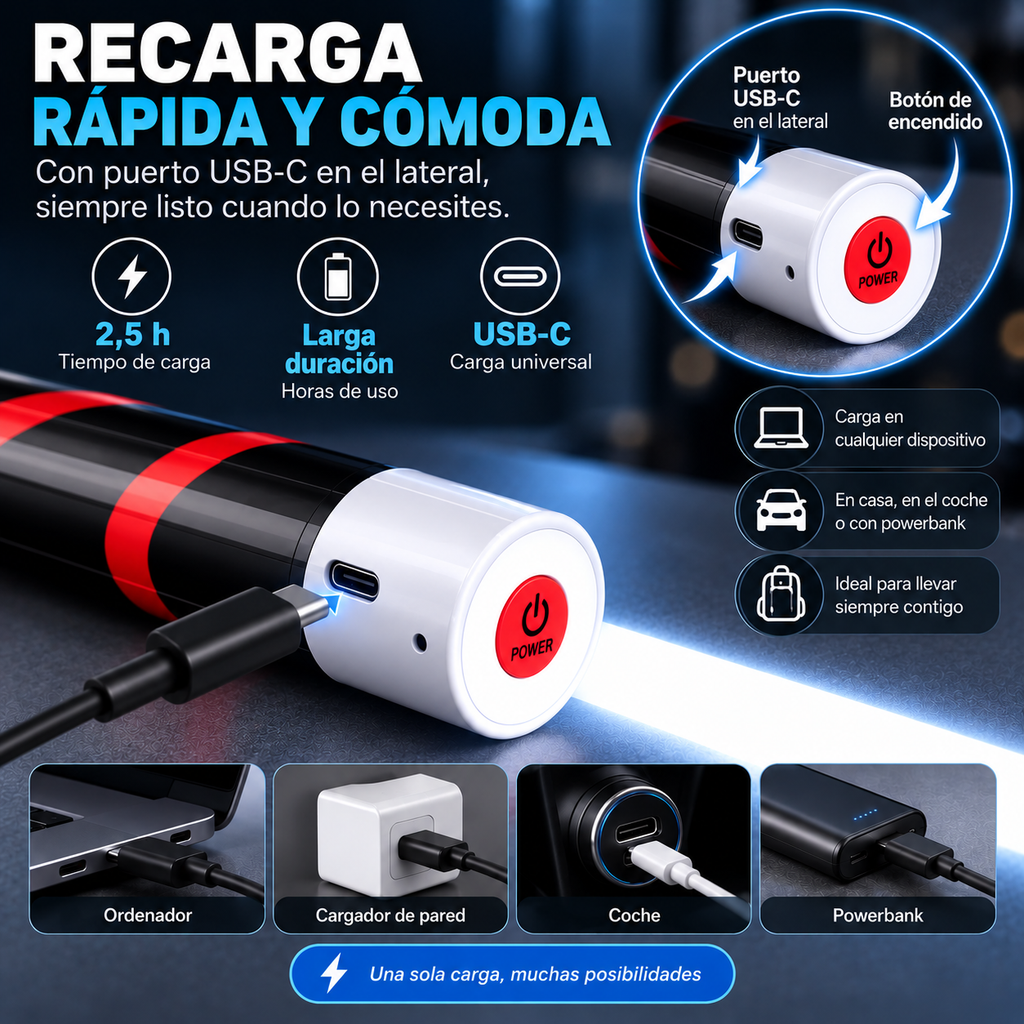 Linterna LED flexible recargable | Manos libres