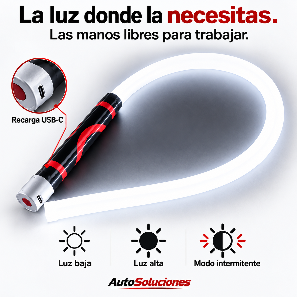 Linterna LED flexible recargable | Manos libres